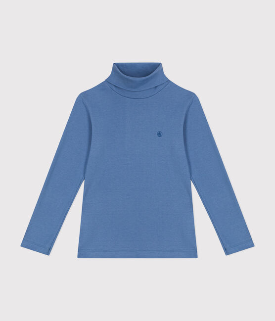 Kinder-Rollkragenshirt aus Baumwolle für Mädchen und Jungen blau BEACH