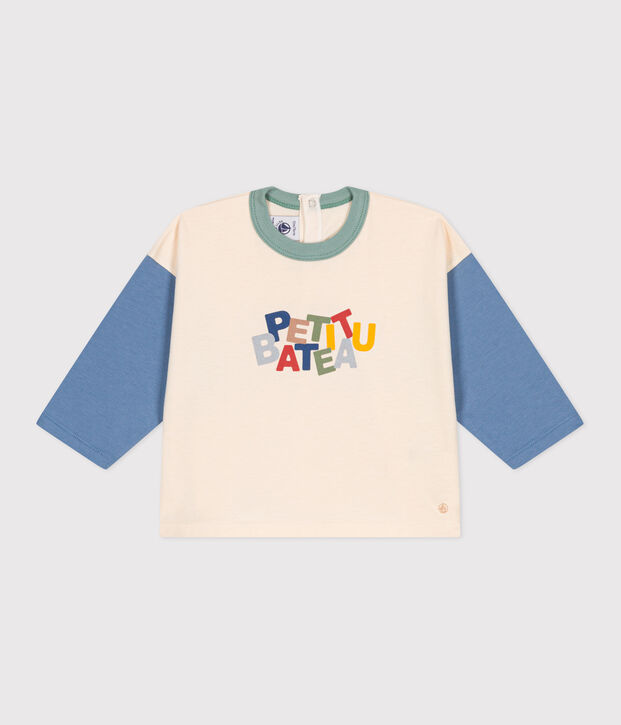 Lang&auml;rmeliges Baby T-Shirt aus feinem Jersey blau/blau