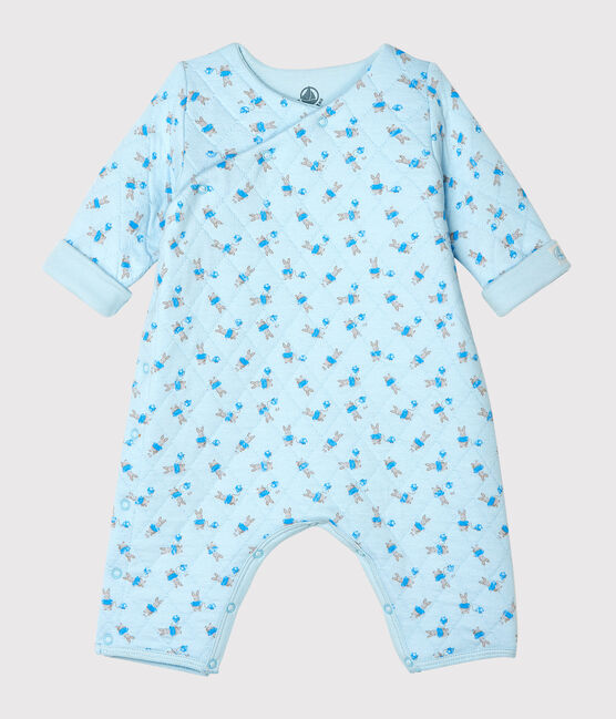 Langer Unisex-Baby-Overall aus Doppeljersey blau FRAICHEUR/weiss MULTICO