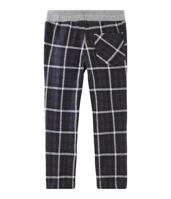 Strickhose mit Karomuster für Jungen schwarz CITY/blau SMOKING/ MARSHMALLOW