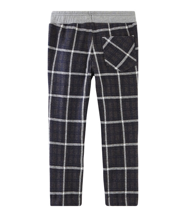 Strickhose mit Karomuster f&uuml;r Jungen grau/blau/weiss