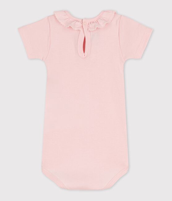 Kurzärmeliger Baby-Body mit Halskrause rosa MINOIS