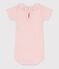 Kurzärmeliger Baby-Body mit Halskrause rosa MINOIS