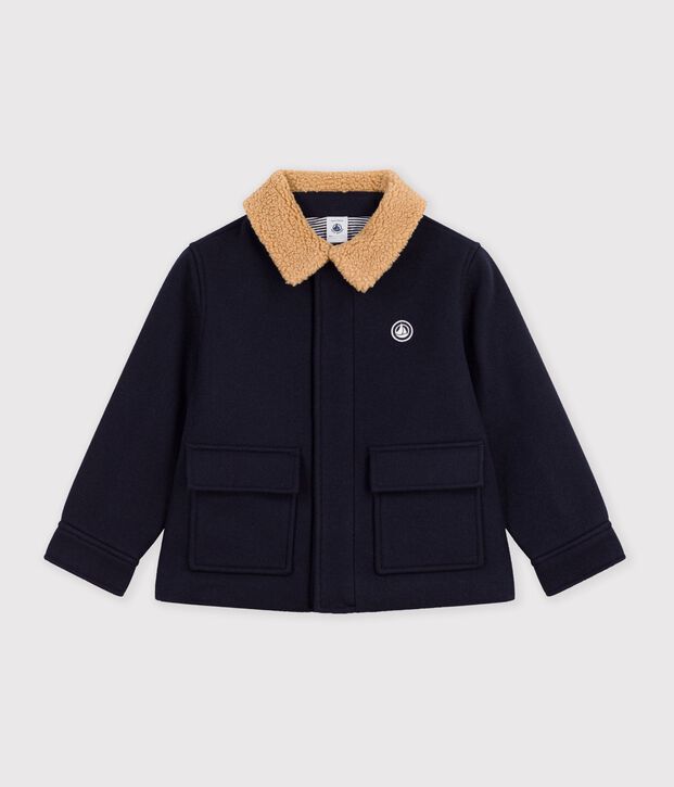 Kinderjacke im Caban-Stil aus einfarbiger Schurwolle SMOKING
