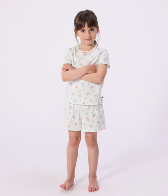 Kinder-Kurzpyjama aus Baumwolle mit Blumenmotiv