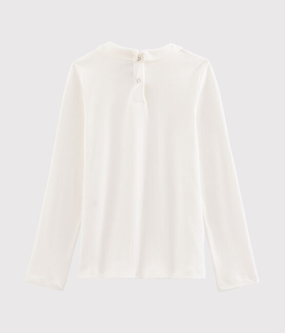 T-Shirt für Mädchen mit Bubikragen weiss MARSHMALLOW