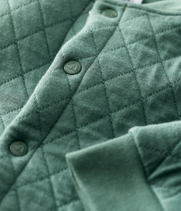 Kinder-Cardigan im Teddy-Stil aus gedoppeltem Jersey f&uuml;r Jungen gr&uuml;n