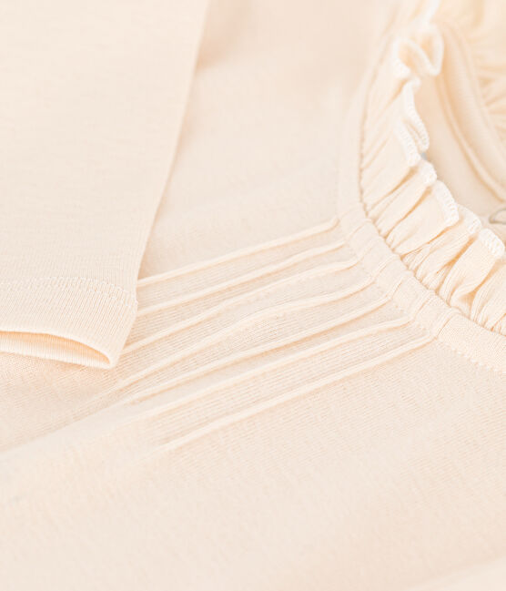 Langärmeliges Kinder-T-Shirt aus Baumwolle für Mädchen naturfarben AVALANCHE