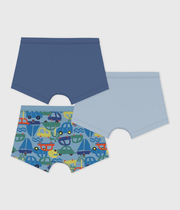 Set Kinder-Boxershorts mit &uuml;berzogenem Bund aus bedruckter Baumwolle vielfarbig