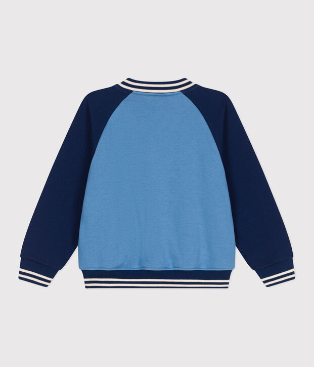 Kinder College-Jacke aus einfarbiger Baumwolle blau/blau