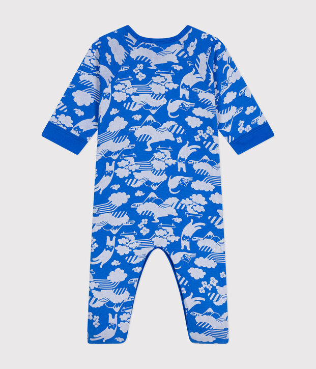 Baby-Pyjama aus Baumwolle, mit Rei&szlig;verschluss blau/weiss
