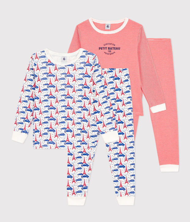 2er-Set Kinderpyjamas aus Baumwolle mit Paris-Motiv und Streifen vielfarbig