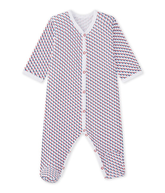 Bedruckter Baby-Jungen-Strampler weiss ECUME/weiss MULTICO