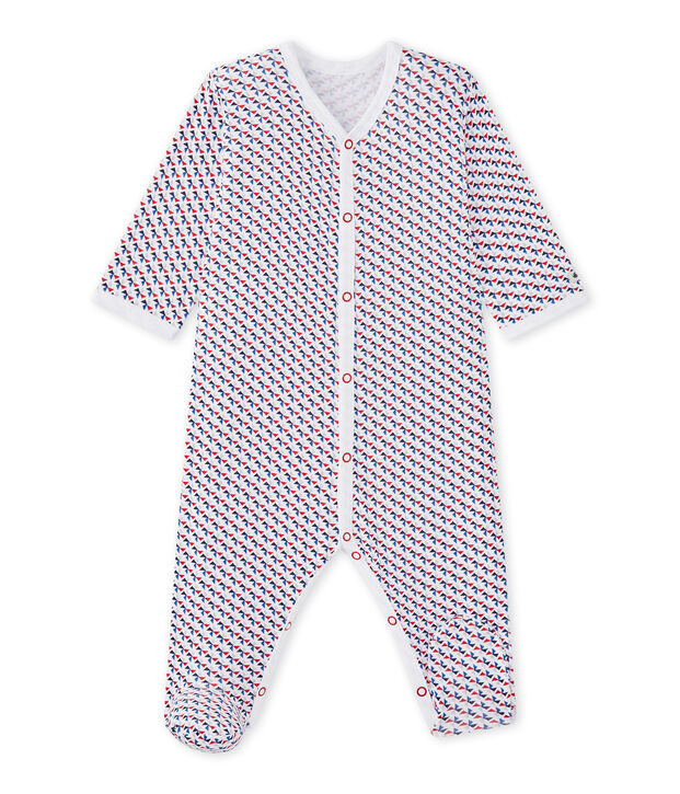 Bedruckter Baby-Jungen-Strampler weiss/vielfarbig