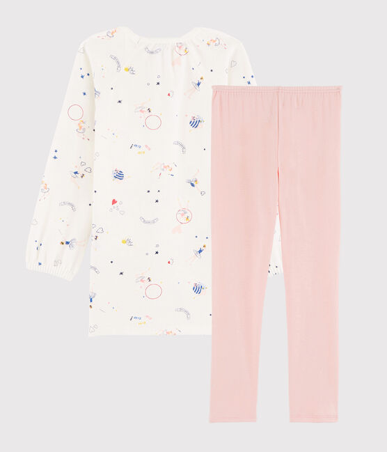 Nachthemd mit Märchen-Print aus Velours mit Leggings für Mädchen weiss MARSHMALLOW/weiss MULTICO