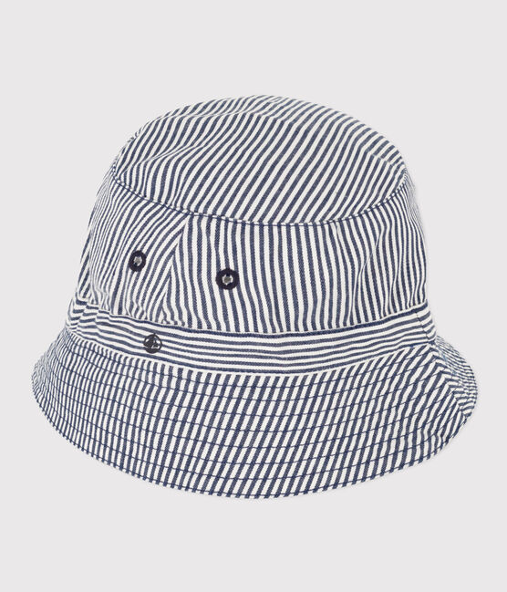 Kinder-Sonnenhut aus Sergestoff für Jungen blau MEDIEVAL/weiss MARSHMALLOW