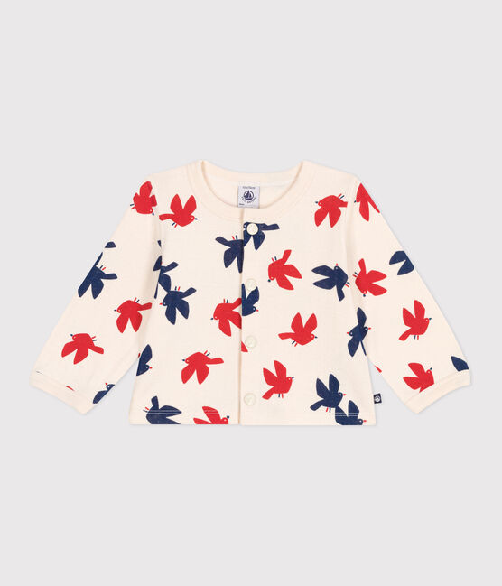Baby-Cardigan aus Baumwolle mit Vogelmotiv weiss AVALANCHE/ MULTICO