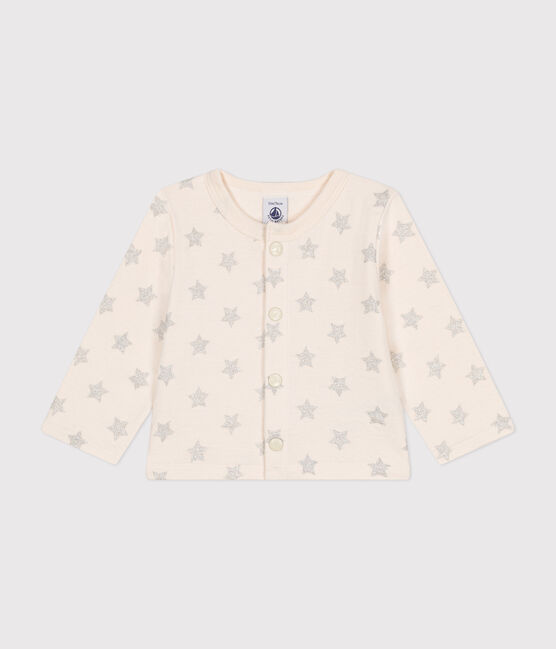 Baby-Cardigan aus Doppeljersey mit Sternenprint beige AVALANCHE/ ARGENT