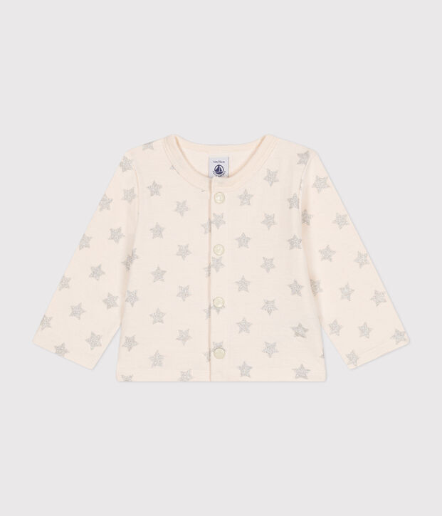 Baby-Cardigan aus Doppeljersey mit Sternenprint naturfarben/grau