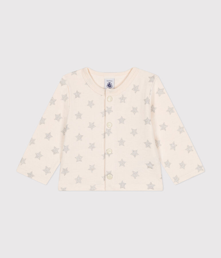 Baby-Cardigan aus Doppeljersey mit Sternenprint naturfarben/grau