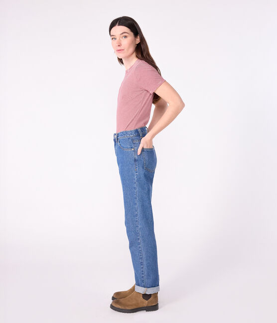 Kurzärmeliges Damen-T-Shirt L’Iconique aus Baumwolle rot AMARANTE/ MARSHMALLOW