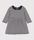 Langärmeliges Babykleid aus gestreiftem Doppeljersey