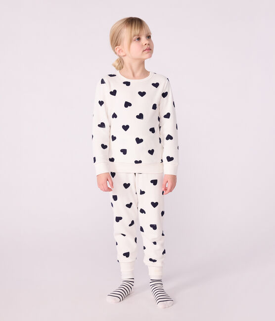 Kinder-Pyjama aus Baumwoll-Frottee mit Herz-Motiv blau MILK/ SOIR