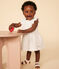 Ärmelloses Baby-Kleid aus gemusterter Baumwolle weiss MARSHMALLOW