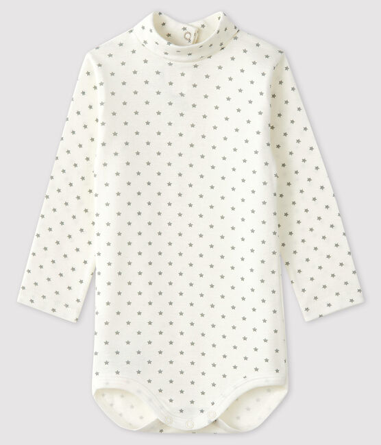 Langärmliger Baby-Body für Jungen weiss MARSHMALLOW/grau GRIS