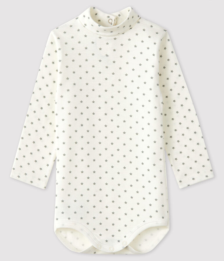 Lang&auml;rmliger Baby-Body f&uuml;r Jungen weiss/grau