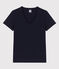 Damen-T-Shirt LE DROIT mit V Ausschnitt aus Baumwolle blau SMOKING