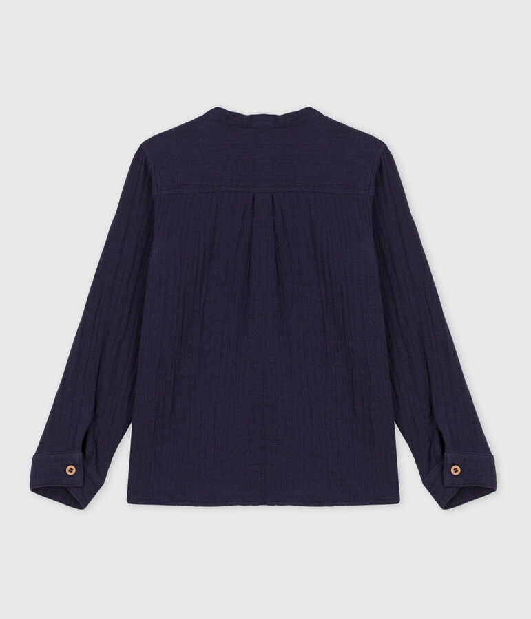 Kinderhemd aus Musselinstoff f&uuml;r Jungen blau