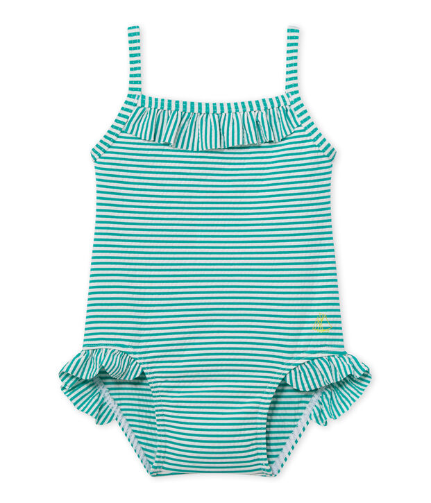 Badeanzug Baby M&auml;dchen gr&uuml;n/weiss