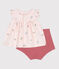 2-teiliges Newborn-Set aus Baumwolle mit Rüschenbluse rosa FLEUR/weiss MULTICO
