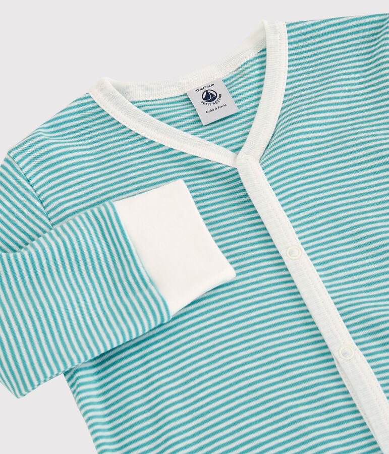 Strampler aus Baumwolle und Lyocell, mit Streifen-Design blau/weiss