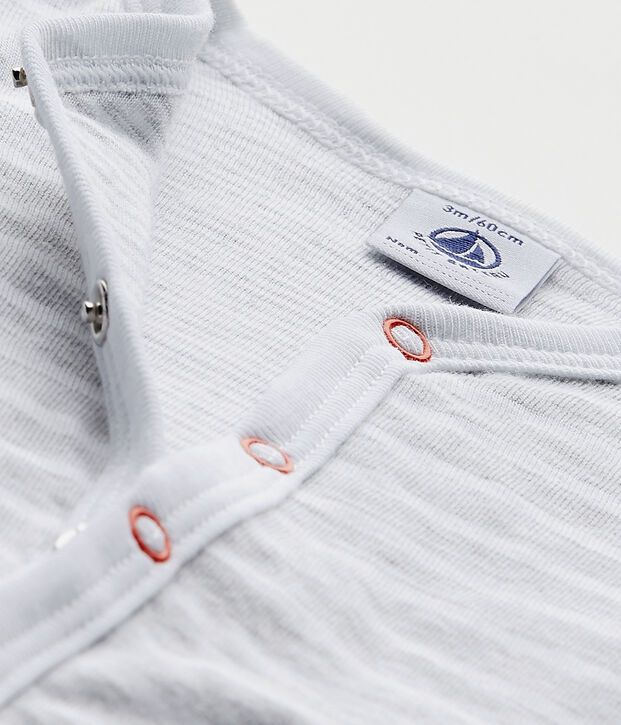 Baby-Jungen-Strampler ohne Fu&szlig; grau/weiss