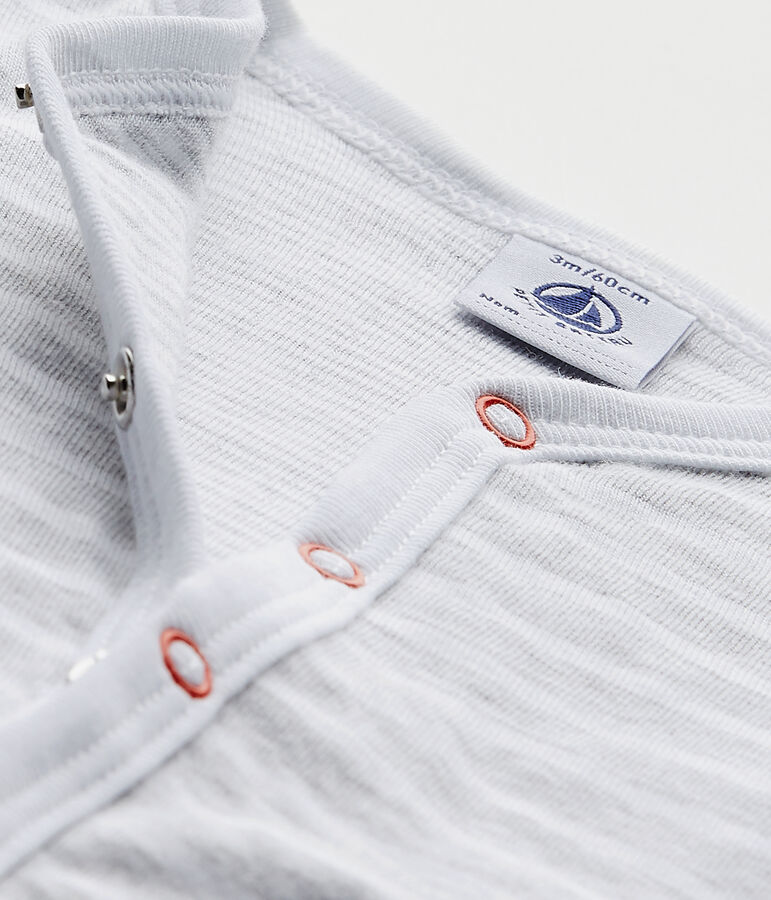 Baby-Jungen-Strampler ohne Fu&szlig; grau POUSSIERE/weiss ECUME