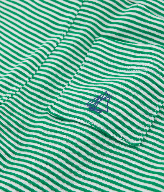 Gestreifte Baby-Shorts für Jungen grün PIVERT/weiss MARSHMALLOW
