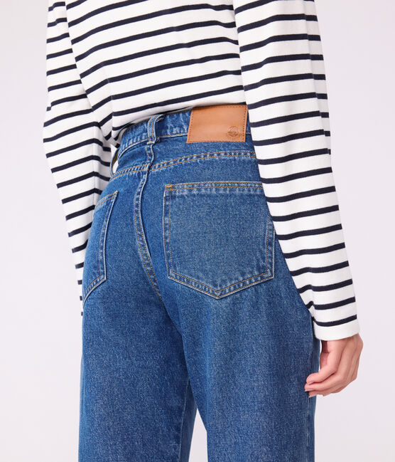 Damen-Hose mit geradem Schnitt aus Denim blau DENIM MOYEN