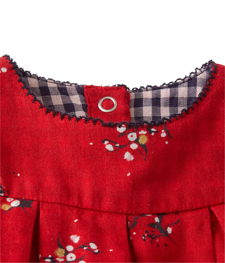 Baby-M&auml;dchen-Kleid aus gedoppeltem Jersey mit Print rot FROUFROU/weiss MULTICO