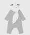 Langer, gestreifter Baby-Overall aus Bio-Baumwolle mit Kapuze weiss MARSHMALLOW/blau SMOKING