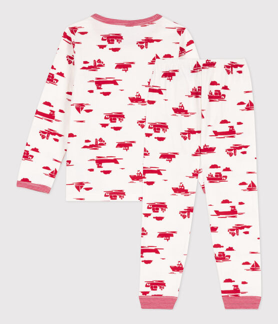 Kinderpyjama Le Havre aus Doppeljersey weiss MARSHMALLOW/rot PEPS