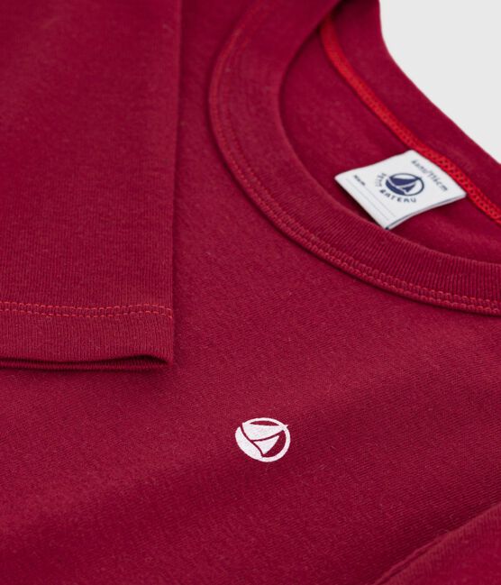 Langärmeliges Kinder-T-Shirt aus einfarbiger Baumwolle AMARANTE