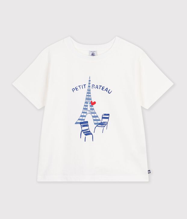 Kurz&auml;rmeliges Kinder-T-Shirt mit Motiv weiss
