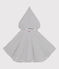 Gestreiftes Baby-Cape aus Baumwolle mit Kapuze weiss MARSHMALLOW/blau SMOKING