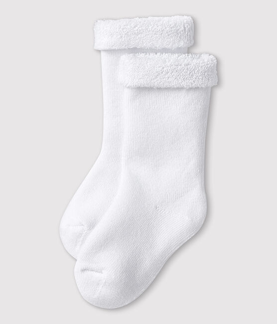 Weiße Frottee-Socken für Babys weiss ECUME
