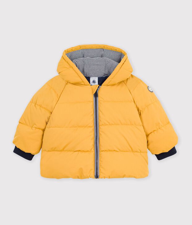 Baby-Winterjacke aus einfarbigem Polyester gelb