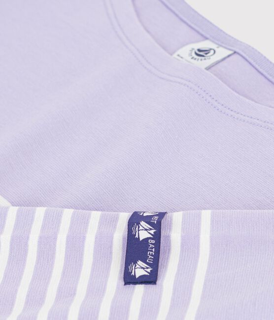 Damen T-Shirt "Marinière" mit Streifen aus Baumwolle violett SQUAW/ MILK