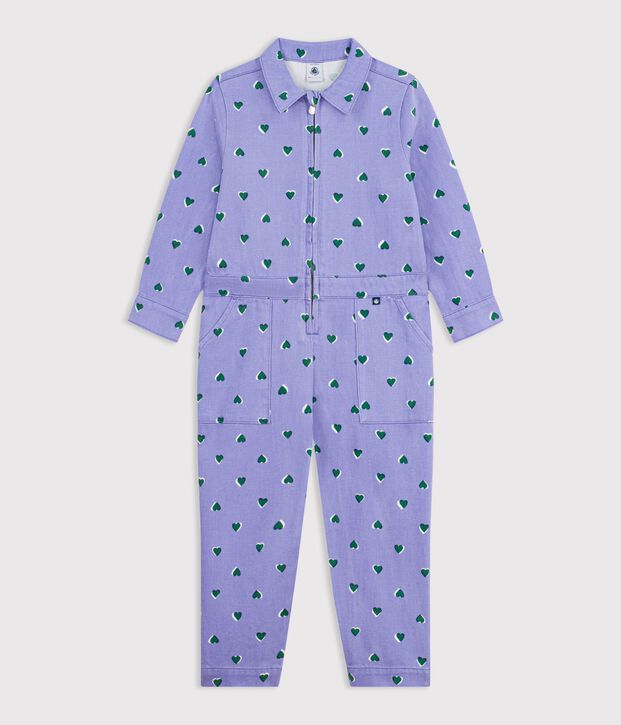 Kinder-Overall aus Baumwolle mit Herzmuster violett/vielfarbig