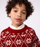 Kinder-Pullover aus Wolle und Baumwolle mit Muster rot AMARANTE/ AVALANCHE